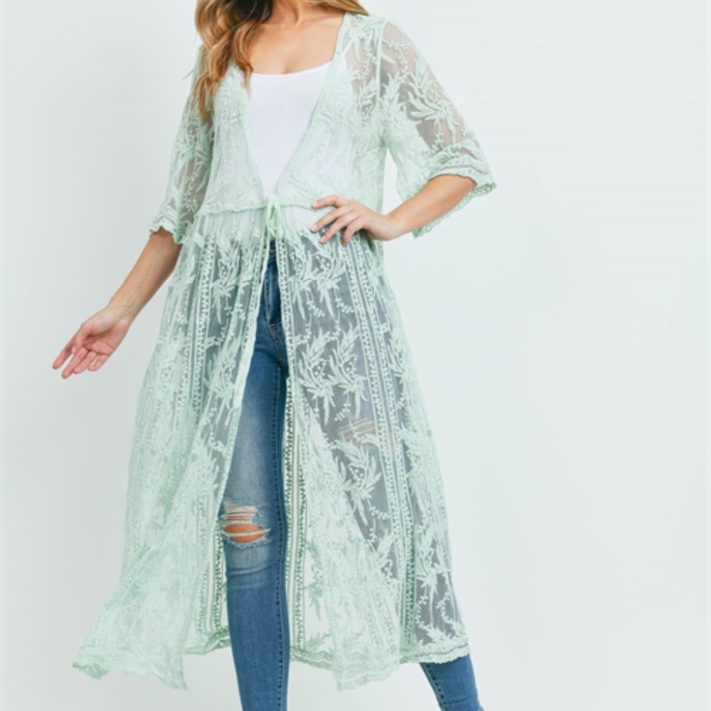 #12 Mint Lace cardigan/ Kimono - Picture 4 of 11
